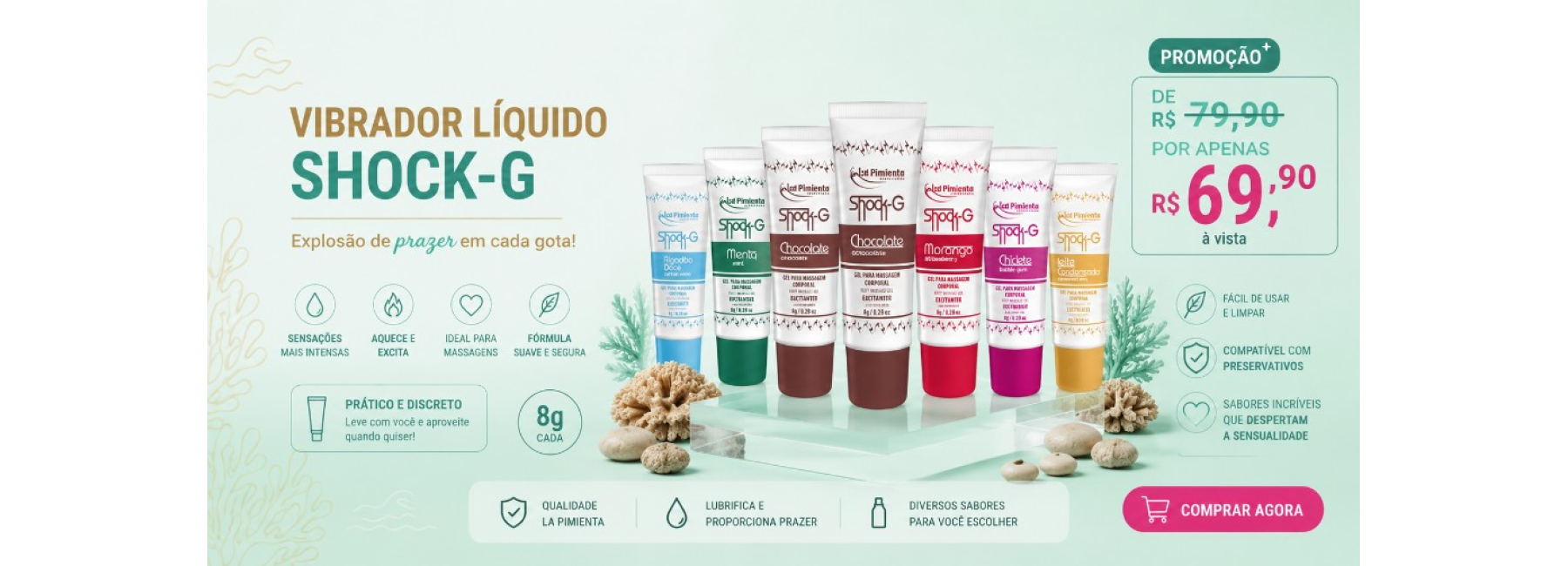 Vibrador Líquido Shock-G — Linha de Sabores